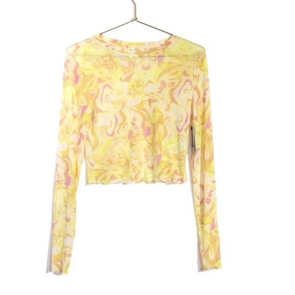 BP Yellow and Pink Patterned Mesh Top - Picture 1 of 6